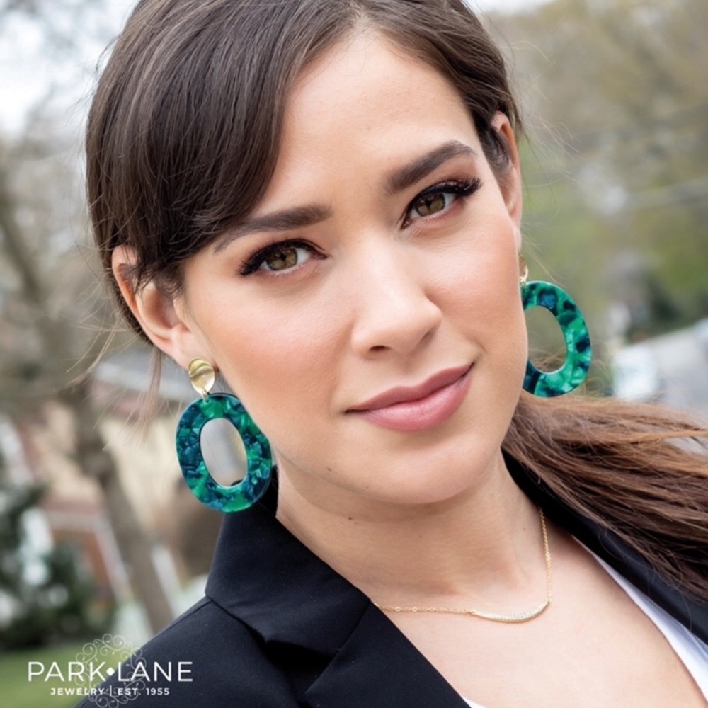Park Lane • Green & Gold Retro Acrylic Earrings